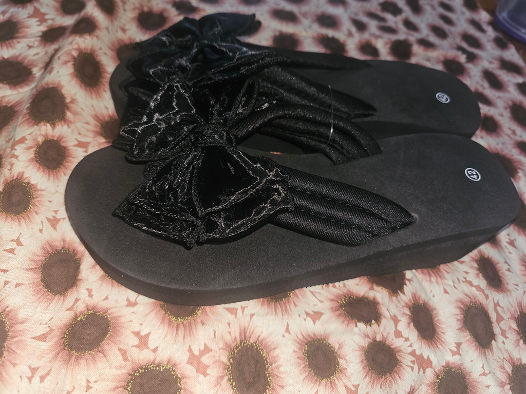 Black Bow Flip Flop with Heel